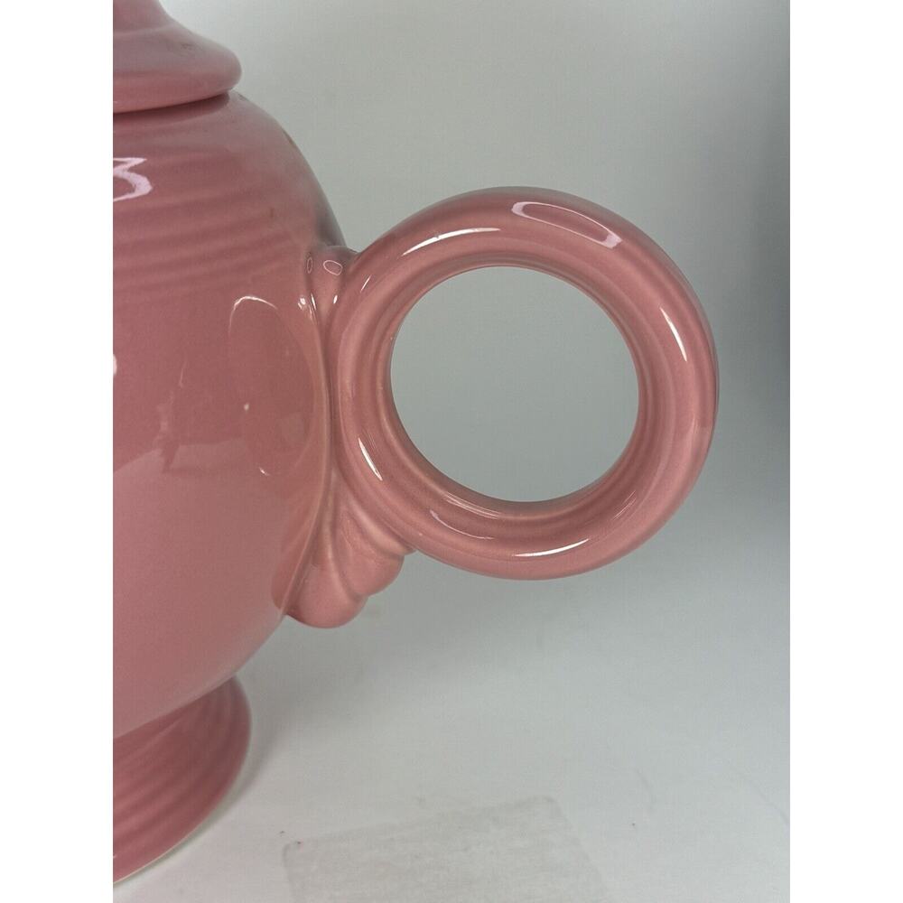 Fiesta Ware Rose Pink Teapot ROUND CIRCLE HANDLE - Picture 9 of 13
